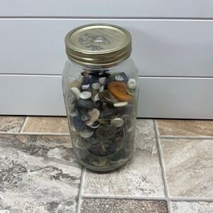 Vintage Mixed Button Lot Bulk 3lb 11oz in Ball Mason Jar Craft Sewing Supplies